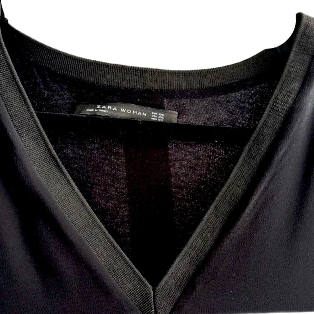 ZARA NWOT Billowy Semi Sheer Long Sleeve Blouse in Black Size XS - Picture 6 of 8